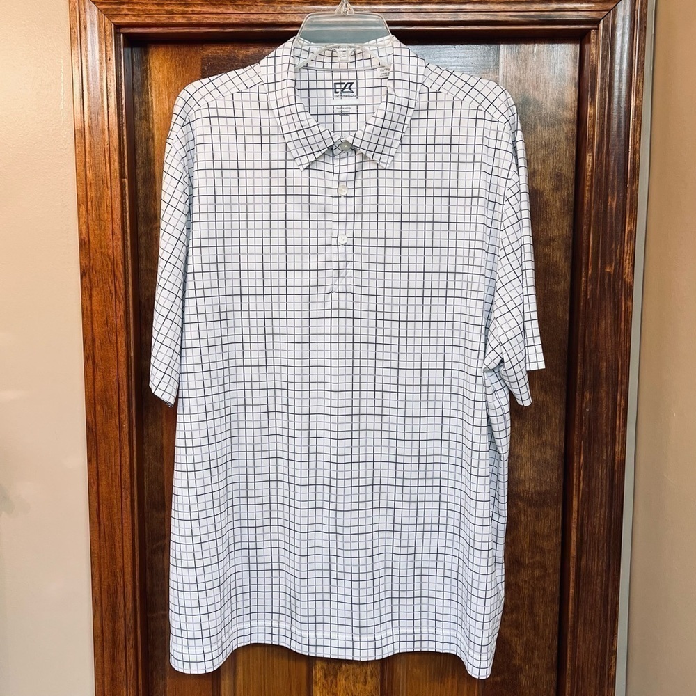Cutter & Buck‎ Men's Golf Shirt Windowpane Check Sz XL EUC